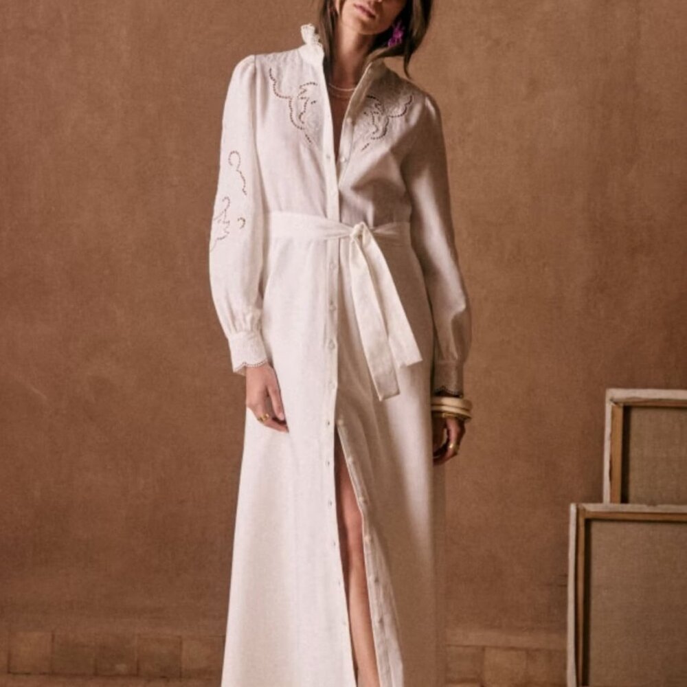Sezane Magda Dress Écru Crème - Size FR 40/ US 8